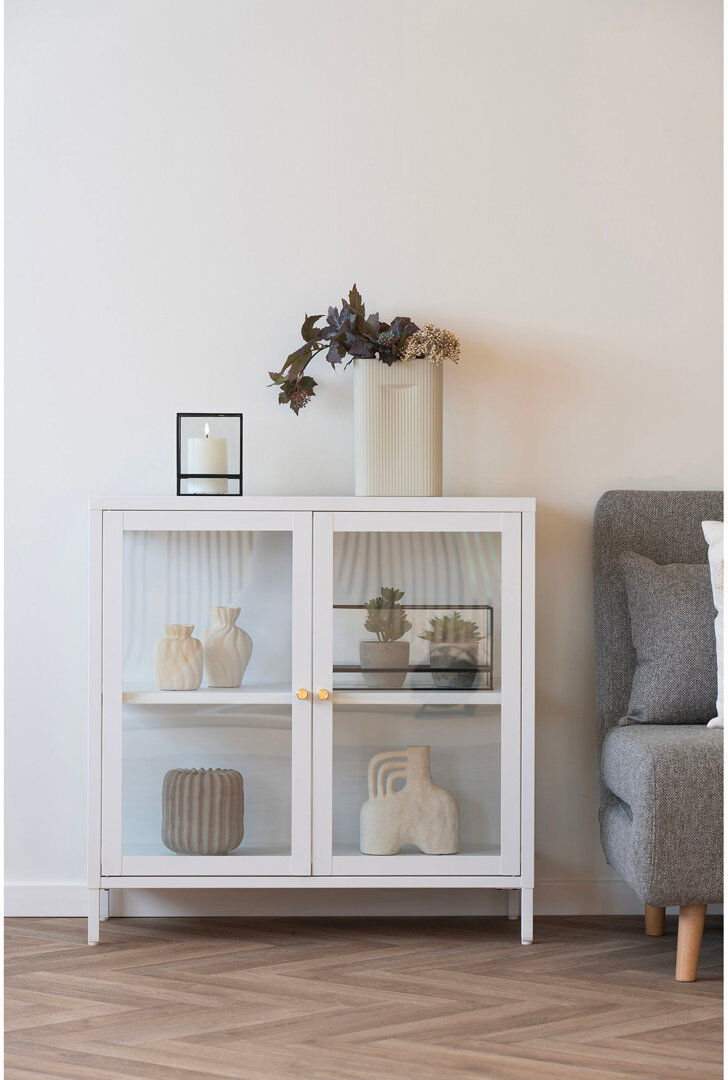 17 Stories Shasa Display Cabinet White 80cm H X 80cm W X 35cm D