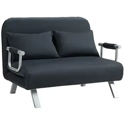OKWISH Schlafsofa 111x80x78 Metallrahmen verstellbare Rückenlehne 5-fach Gästebett Wildlederstoff Kissen Komfort Robust Schwarz