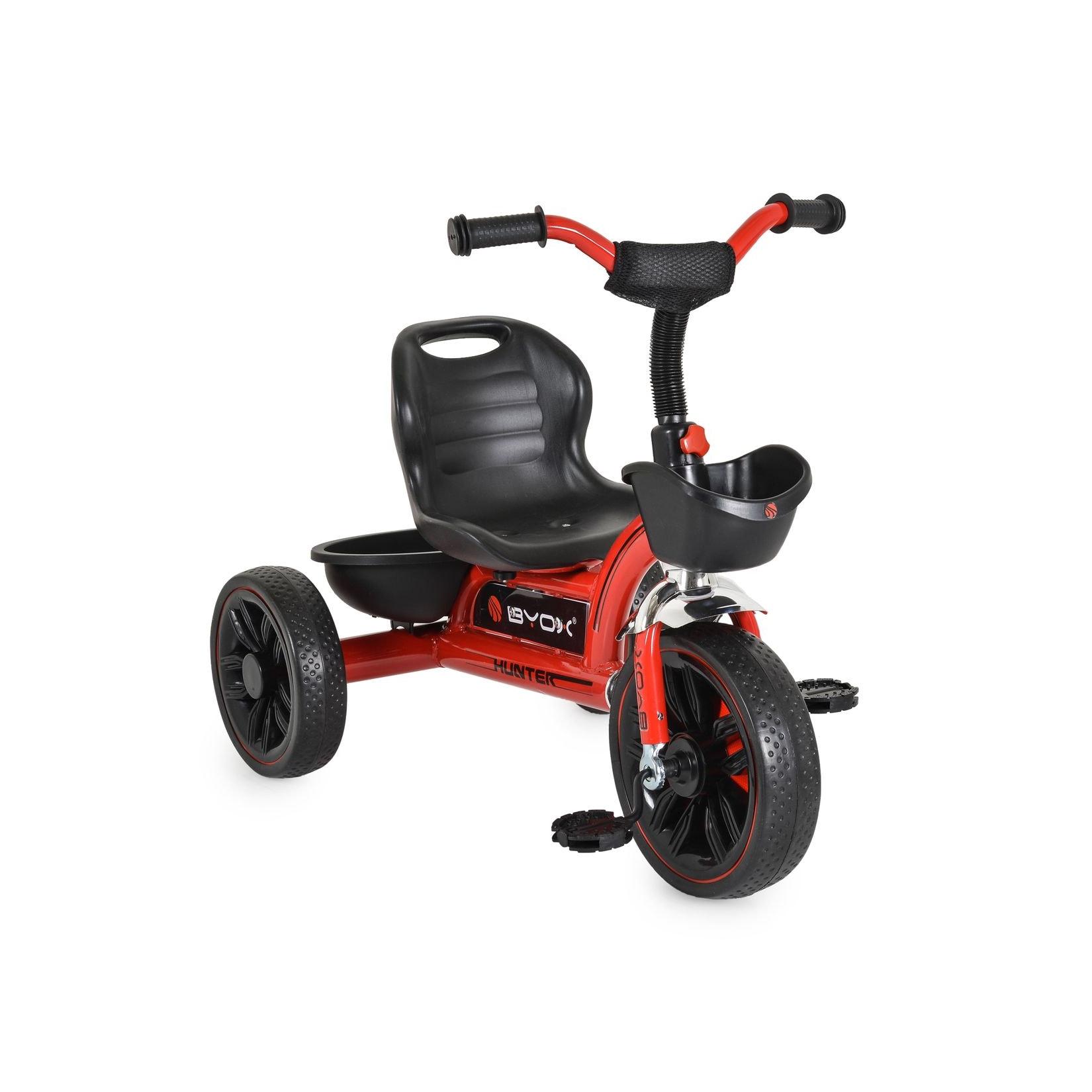 Byox Dreirad Hunter EVA-Reifen, verstellbarer Sitz, Korb, ergonomische Griffe rot