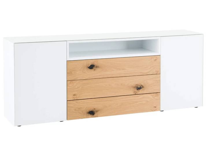 Sideboard Garda Living, Weiss Matt, Wildeiche, b 200 cm