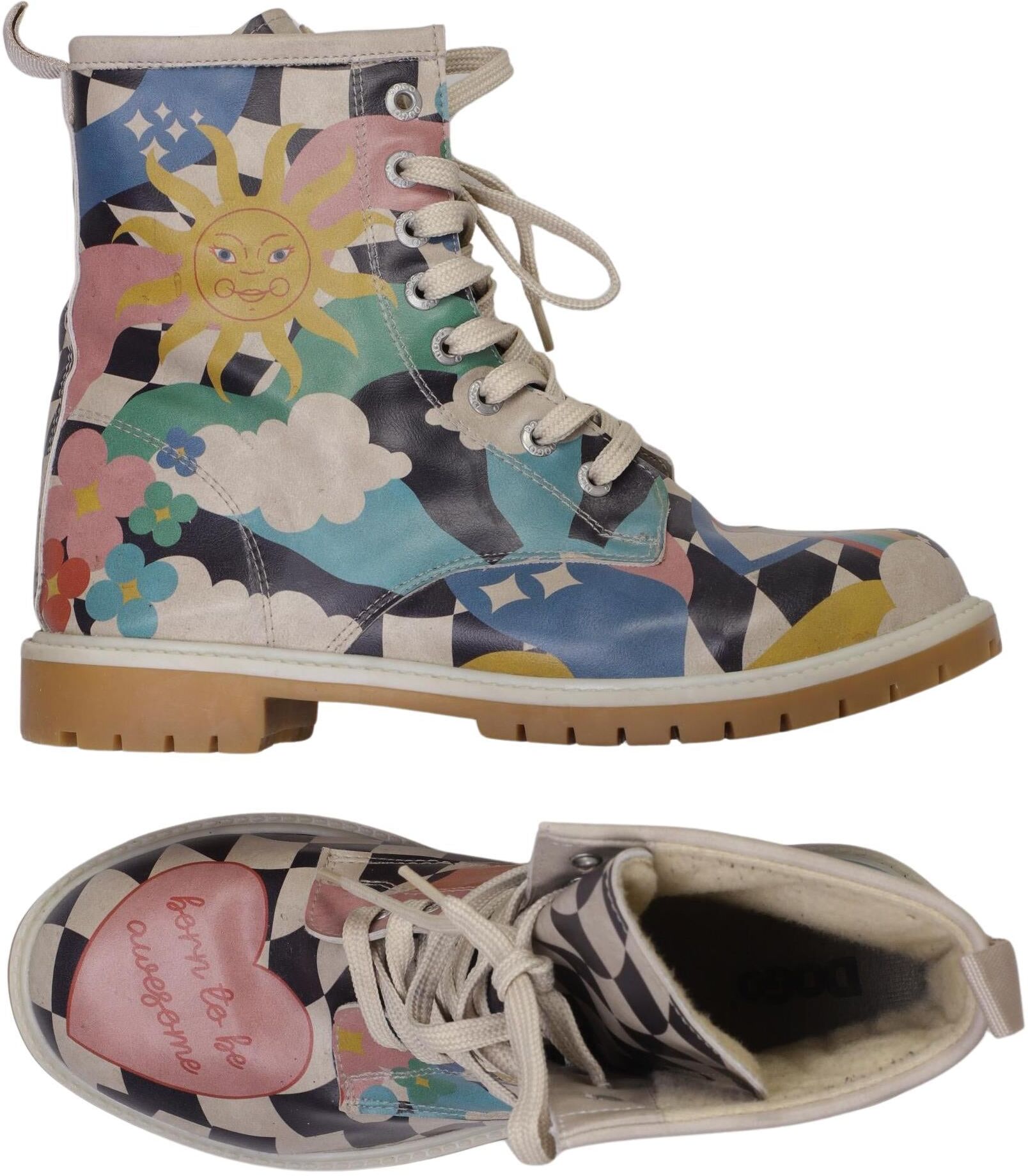 Dogo Damen Stiefelette, Mehrfarbig, Gr. EU 39, Kunstleder - Second Hand
