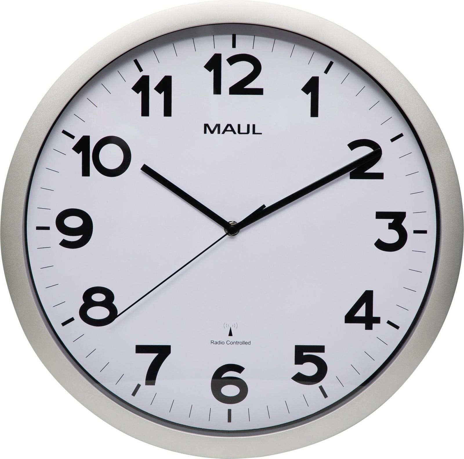 MAUL Wandklok met Radio-geprogrammeerde Klok, Diameter: 40 cm, Zilver