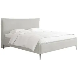 POLSTERBETT Pillow Rise mit Bettkasten, Lattenrost & hohen Metallfüßen in Hellgrau Bouclé 200x200 cm