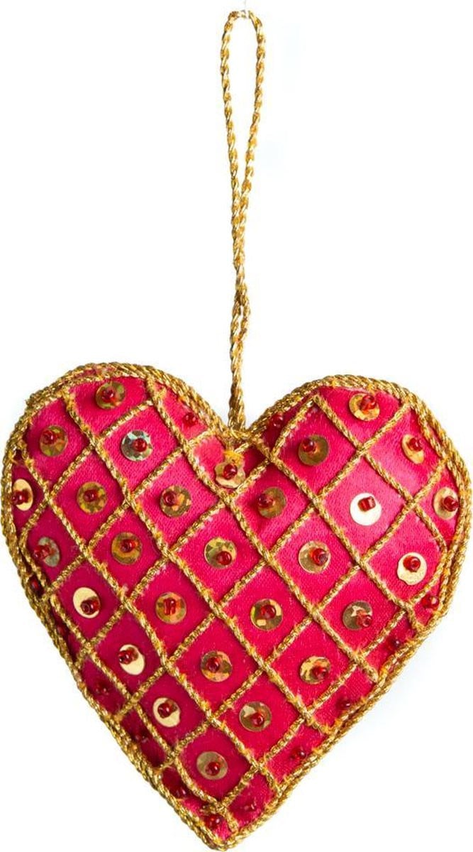 Spiru Kerstornament Traditioneel Hart Rood 17 cm