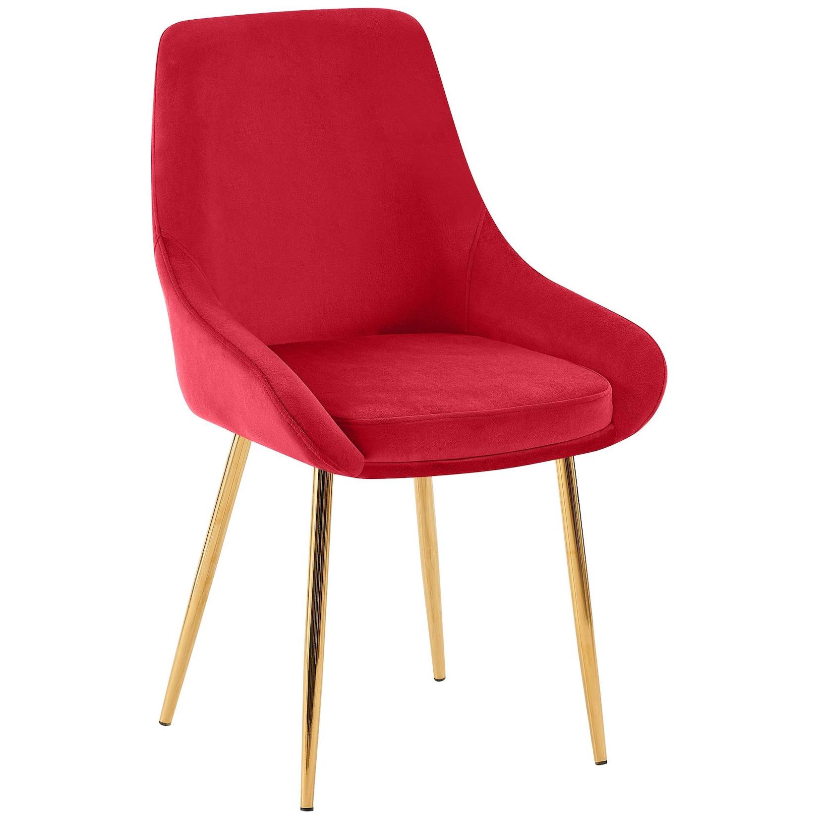 CLP Esszimmerstuhl Elmira Samt gold Farbe: rot, Material Gestell: Metall gold