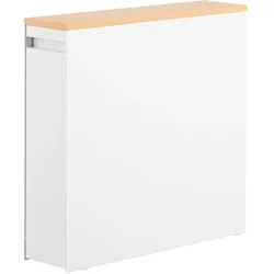 Yamazaki, Badezimmerregal, Auszieh-Regal mit Holzablage TOWER (14 x 56 x 55 cm)