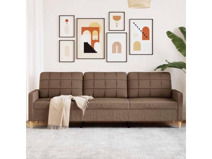 HEFZGDB 3-Sitzer-Sofa Braun 210 cm Stoff Bezug Wohnzimmer Couch Polyestergewebe Metallgestell Polsterung Sitzkomfort Modernes Design Sofa