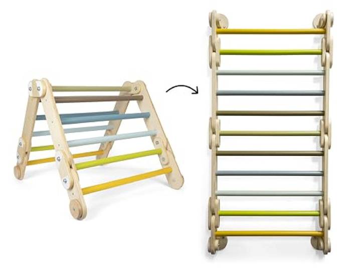small Foot Kletterdreieck-Sprossenwand 2in1 „Adventure“ aus Holz, mit 4 Adaptern, Bewegungsspielzeug, ab 2 Jahren, 12625