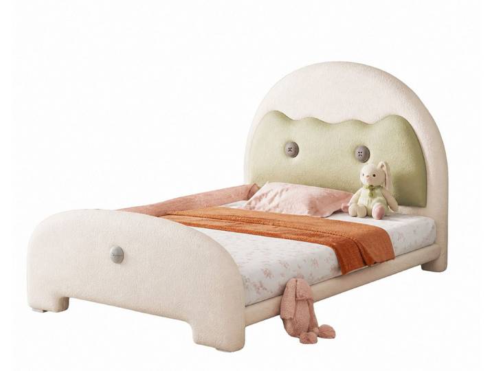 Xlmoebel Kinderbett Beiges Kinderbett aus Holz im modernen Stil für Mädchen, Made in Europa