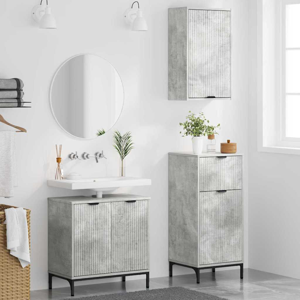 Metro Bathroom Storage Furniture Set Concrete Grey 88cm H X 39.5cm W X 36cm D