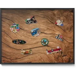 MAGNETTAFEL 80x60 cm Schwarzer Rahmen Aufgebrochene Holzstruktur