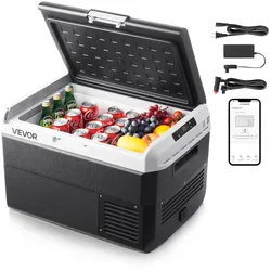 VEVOR Kompressor Kühlbox 40 L, Tragbarer Autokühlschrank mit Einstellbarer Temperatur & App-Steuerung, Kühlschrank 12/24 V DC und 100–240 V AC für Outdoor Camping Reisen und Wohnmobile