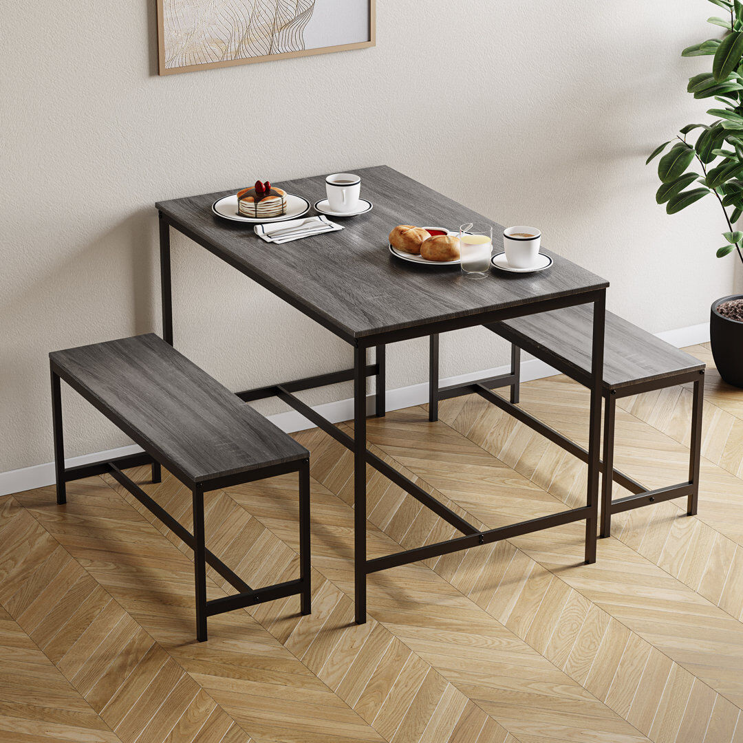 Borough Wharf Abneer 4 -Person Dining Set Black/Grey/Grey 4