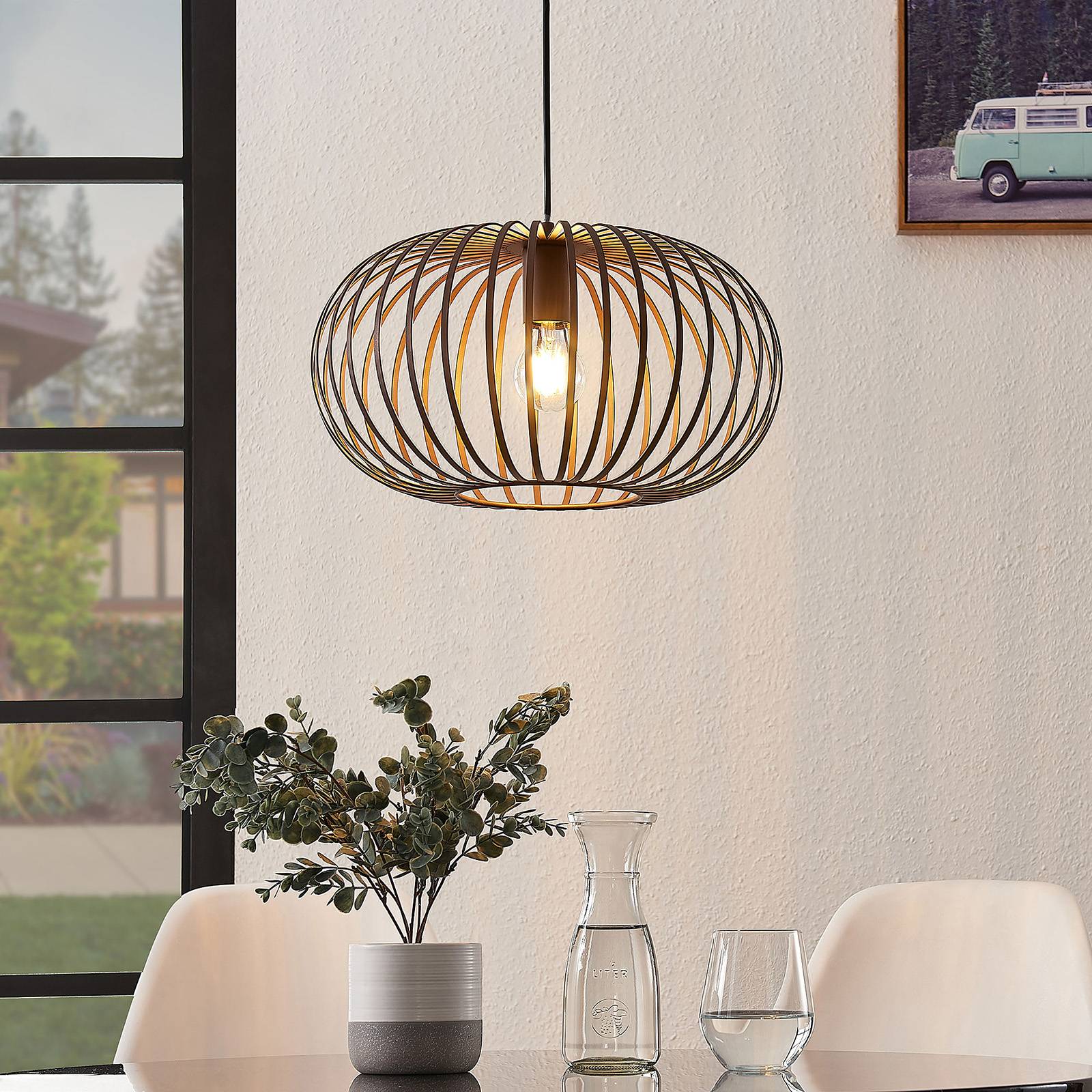 Hængelampe Nahele Lindby, dæmpbar, Stue/spisestue, Metal, Vintage