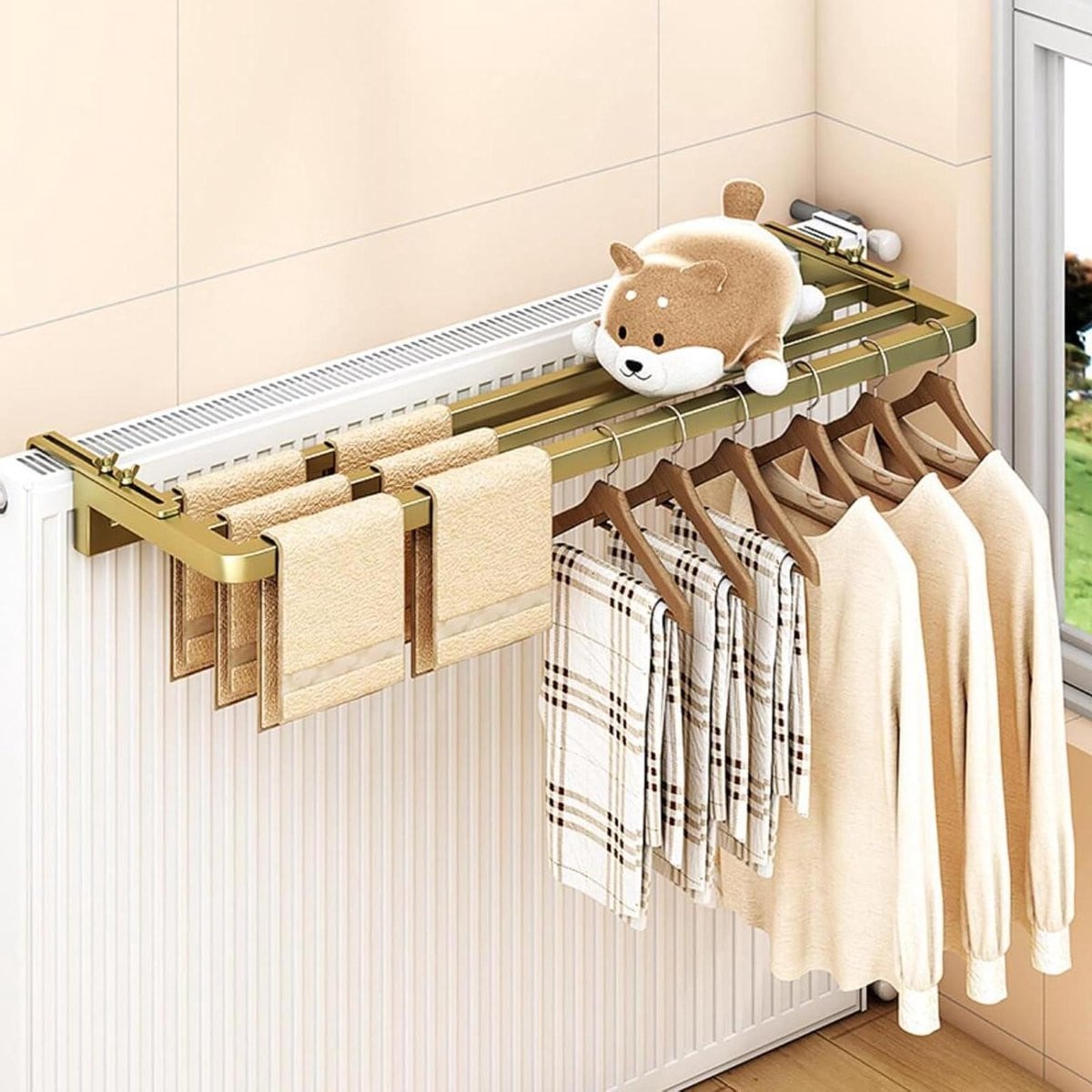 Radiator Wasrek Wit - Verstelbaar en Uitschuifbaar Droogrek voor Kleding - Breedte: tot 25 cm