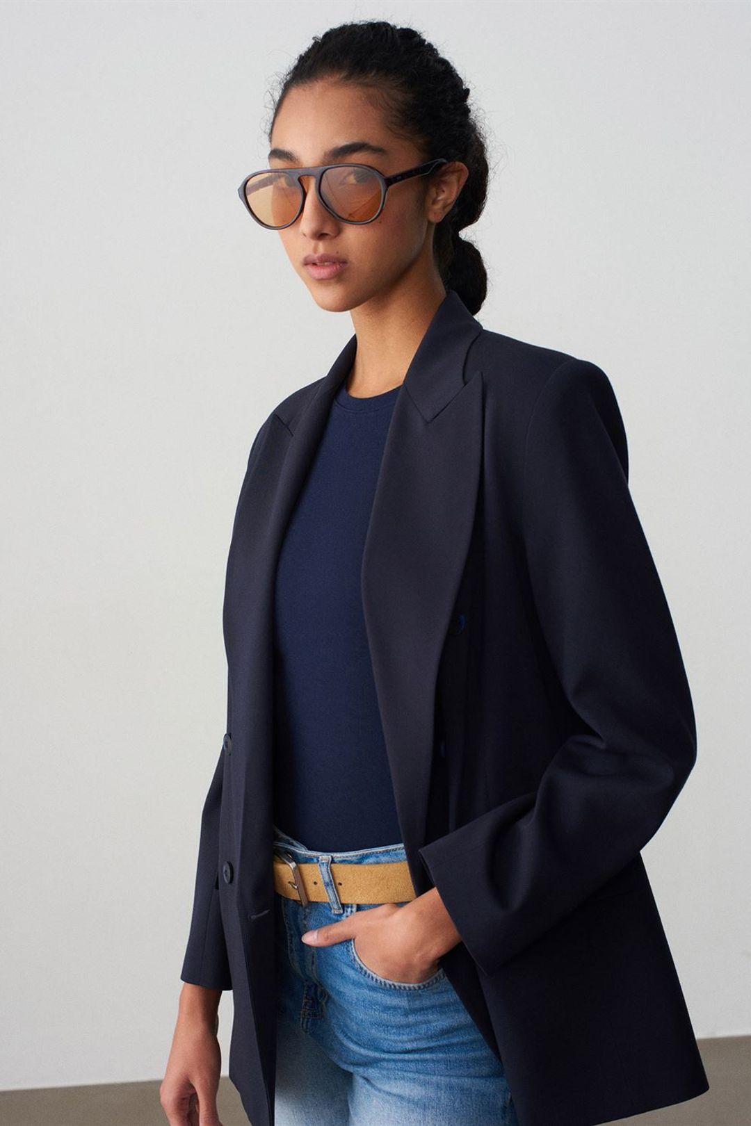 Oversized Lange Crepe Blazer Jas