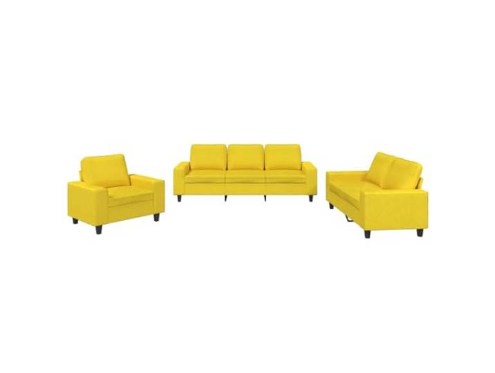 Coespram 3-tlg. Sofagarnitur Hellgelb Polstersofa Set mit Sessel Moderne Couchgarnitur für das Wohnzimmer mit weicher Schaumstoffpolsterung und pflegeleichtem Polyesterbezug.