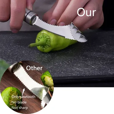 Stainless Steel Pepper Corer & Seed Remover Tool For Chili, Jalapeno & Bitter Gourd Prep Stainless Steel Pepper Corer & Seed Remover Tool For Chili, Jalapeno & Bitter Gourd Prep