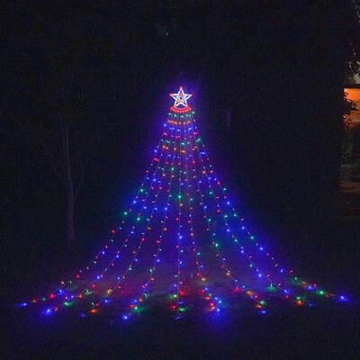 Snug & Styled LED Star Waterfall Christmas Tree Lights Outdoor Waterproof Meteor String Light rgb Light