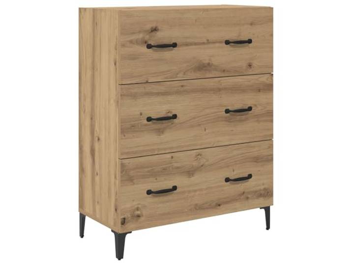 TEKGHUT Sideboard Artisan-Eiche 69,5 x 34 x 90 cm Holzwerkstoff Schwarze Eisenbeine, matte Griffe, Kugellagerschubladen, pflegeleichte Oberfläche, Esszimmer, Wohnzimmer
