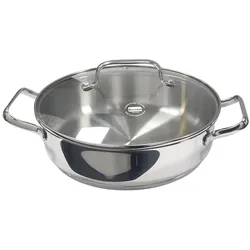 Berndes Servierpfanne mit Glasdeckel 24 cm b.brillant, Pfanne + Kochtopf, Silber