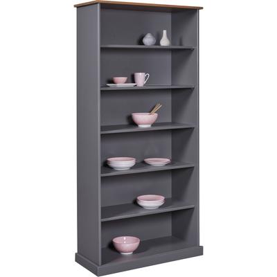Bücherregal INTER LINK "Luzerna Kiefer Massivholz, FSC, Standregal, Küchenregal", grau, B:90cm H:190cm T:38,1cm, Massivholz, Regale, Bücherregal, Regal im Landhausstil, 5 Einlegeböden, BxTxH: 90 x 38,10 x 190 cm