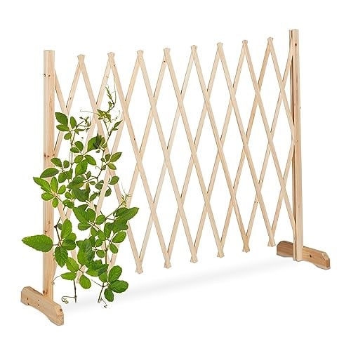 Relaxdays Plantenklimrek van hout, uitschuifbaar, bruin en beige, tot 275 cm