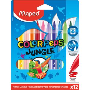 Maped Filzstifte Color Peps Jungle 2.0, 845902, Strichbreite 2,8mm, auswaschbar, 12 Stück