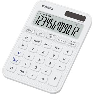Casio Taschenrechner MS 20YC WE, mit Zeitberechnung, 12-stelliges LC-Display, Solar- & Batteriebetrieb