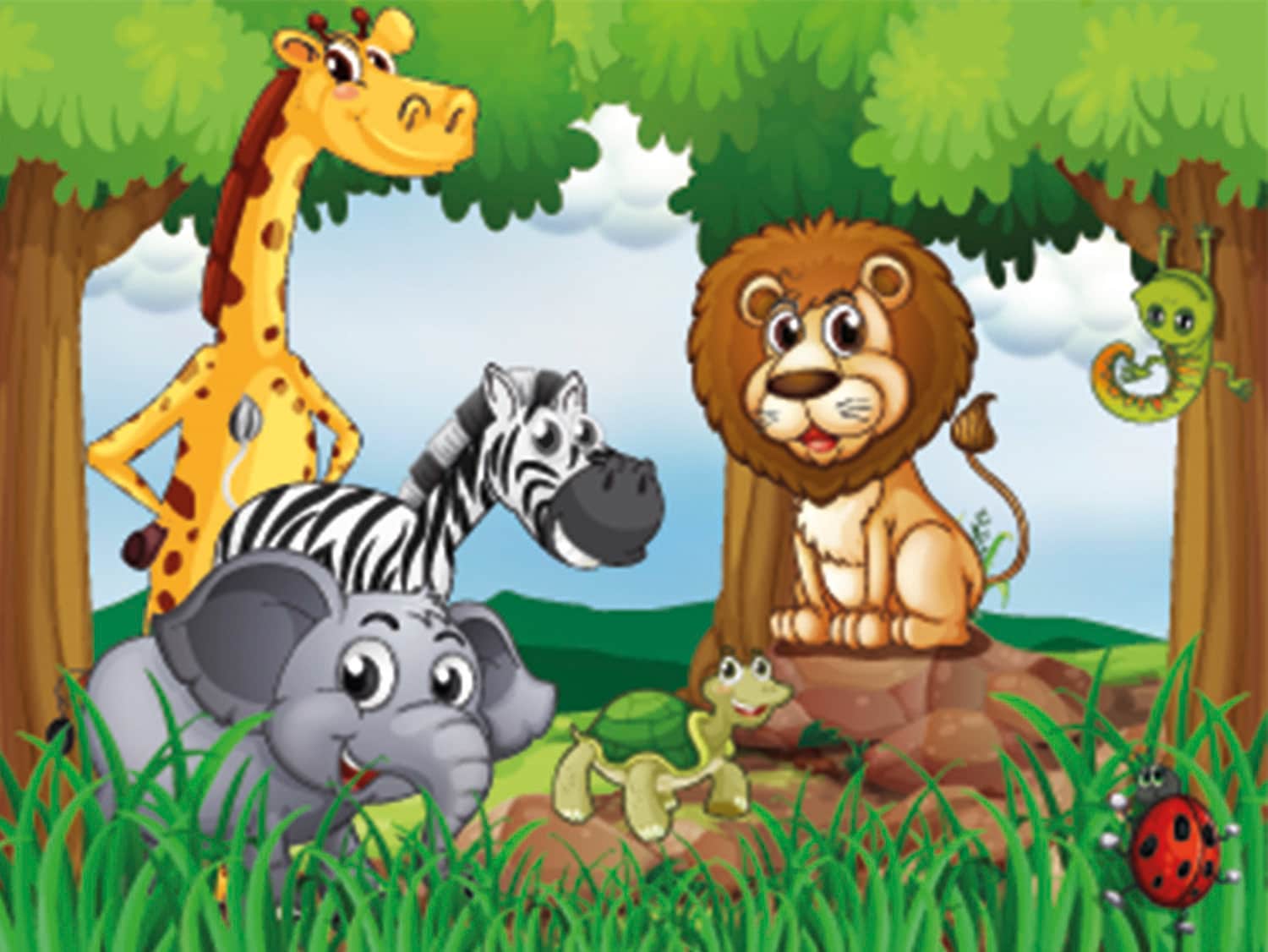 Fototapete PAPERMOON "Jungle Animals", bunt, B:2m L:1,49m, Vlies, Tapeten, Fototapete