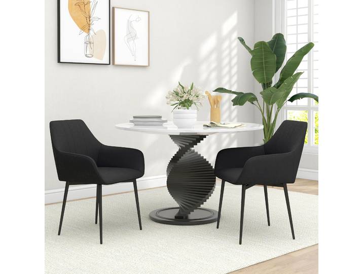 HOMCOM Chaises Salle à Manger Design Scandinave Lot de 2 Métal Noir