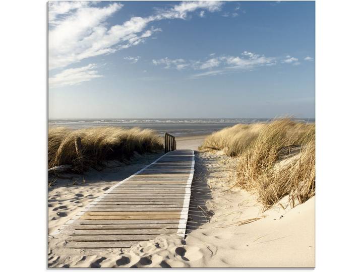 Glasbild ARTLAND Nordseestrand auf Langeoog - Steg , beige (farbe bild(er): naturfarben), B:30cm H:30cm, Bilder, Glasbild, in verschiedenen Grössen