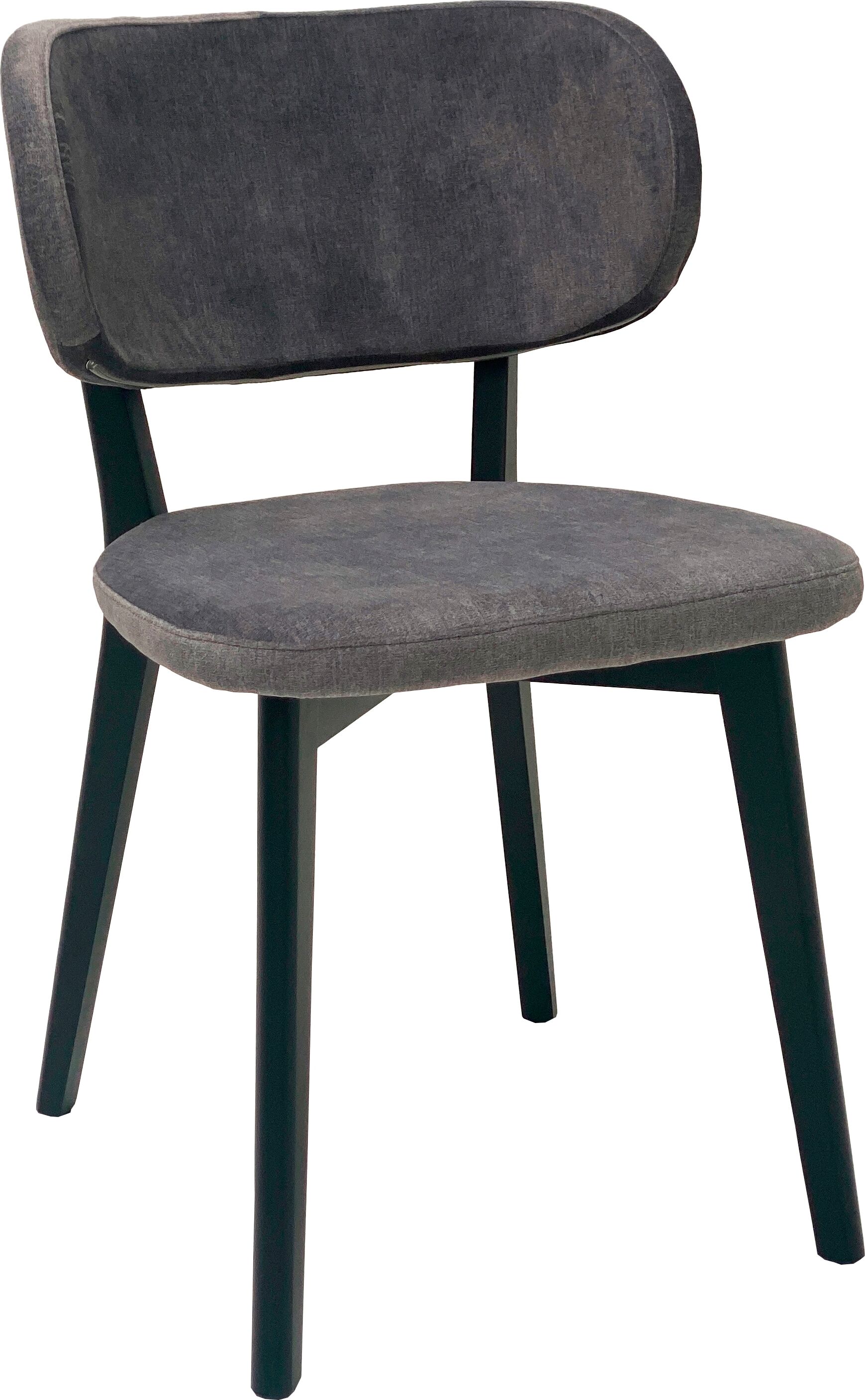 4-Fussstuhl MASSIVLINE & MORE "Luxy Stuhl, Esszimmerstuhl, Küchenstuhl", grau (schwarz, grau), B:52cm H:83cm T:59,5cm, Polyester, Stühle, 4-Fussstuhl, Buche schwarz schwarz, grau B/H/T: 52cm x 83cm x 59,5cm, 2 Stk., Samtstoff