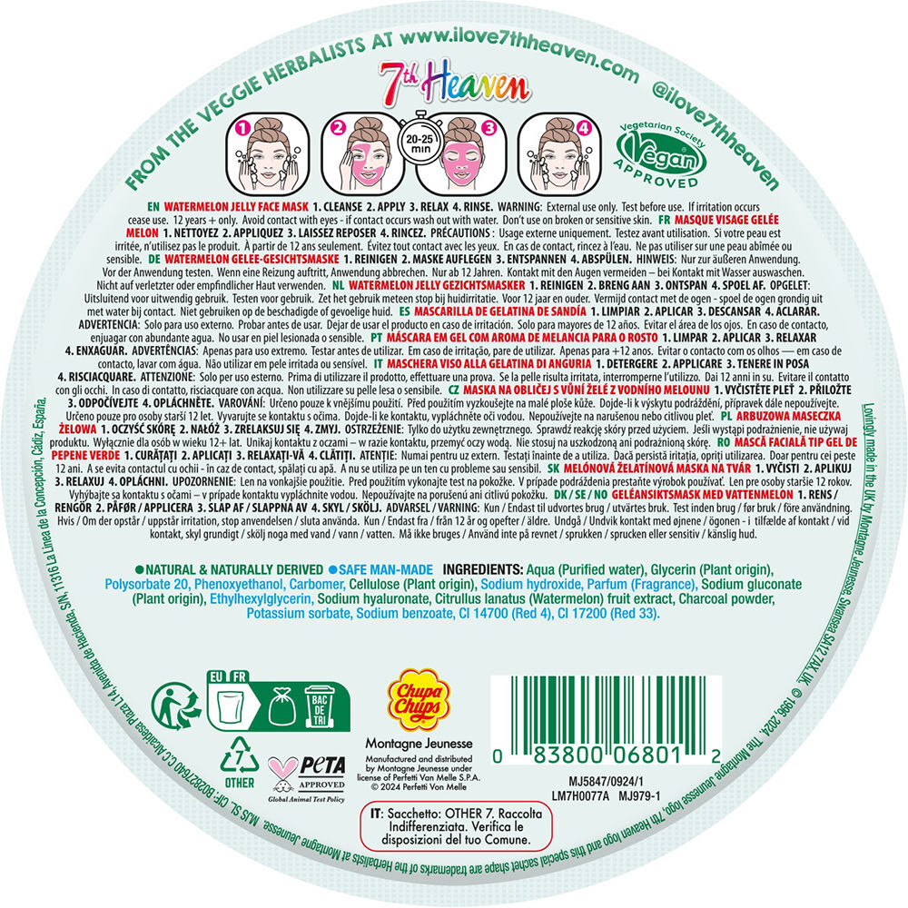 7th Heaven Chupa Chups máscara facial melancia 8 ml