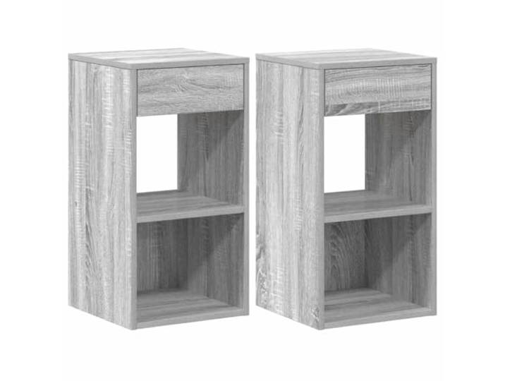 Coespram Nachttisch 2er Set mit Schublade Grau Sonoma 35x34x66,5 cm Kompakte Nachtkommoden fürs Schlafzimmer mit offenen Fächern für Bücher und Zubehör, inklusive praktischer Wandsicherung.