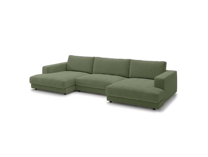 Wohnlandschaft Grün Feincordstoff Feena 170cm Gleichschenklig Modern Polyurethanschaum