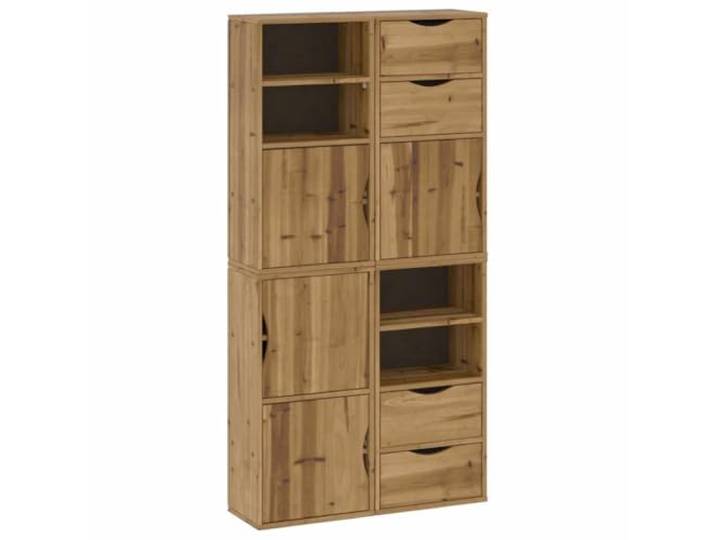 HGFDVCMR Beistellschrank 4er Set ODDA Kiefernholz 40x24x79 cm Modulare Kommoden fürs Schlafzimmer aus Kiefer massiv mit Fächern und Schubladen für flexible Anordnung.