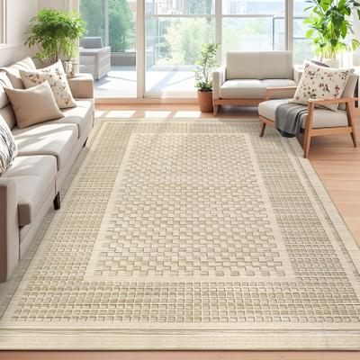 Garvee Small Plaid Bordered Geometric Area Rug