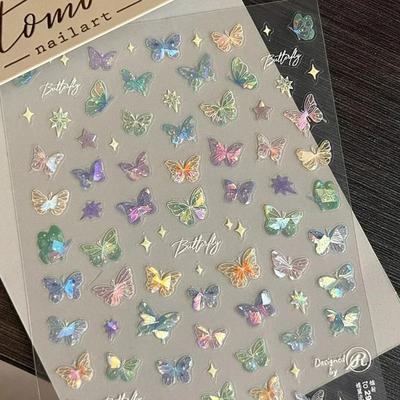 Uplift Essentials 1 Sheet Colorful Butterfly Fairy & Wing Streamer Embossed Art Stickers 1 Sheet Colorful Butterfly Fairy & Wing Streamer Embossed Art Stickers