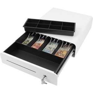 Olympia SD 335 weiß Kassenschublade, 33,5 x 36,6 cm, 4 Schein- und 8 Münzfächer, elektrisch über RJ12