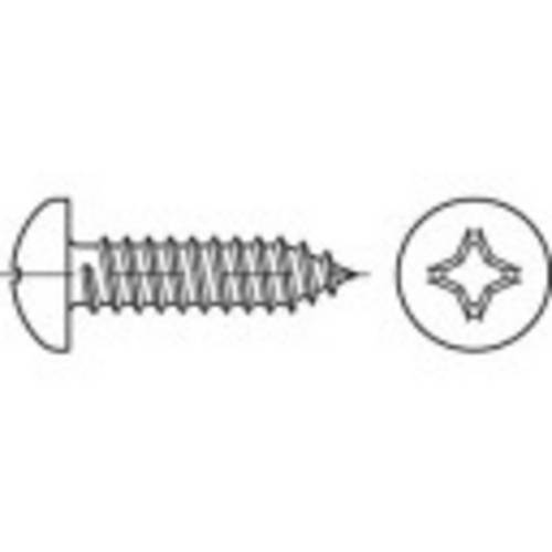 TOOLCRAFT 1068047 Linsenblechschrauben 2.2mm 9.5mm Kreuzschlitz Phillips DIN 7981 Edelstahl A2 1000St.