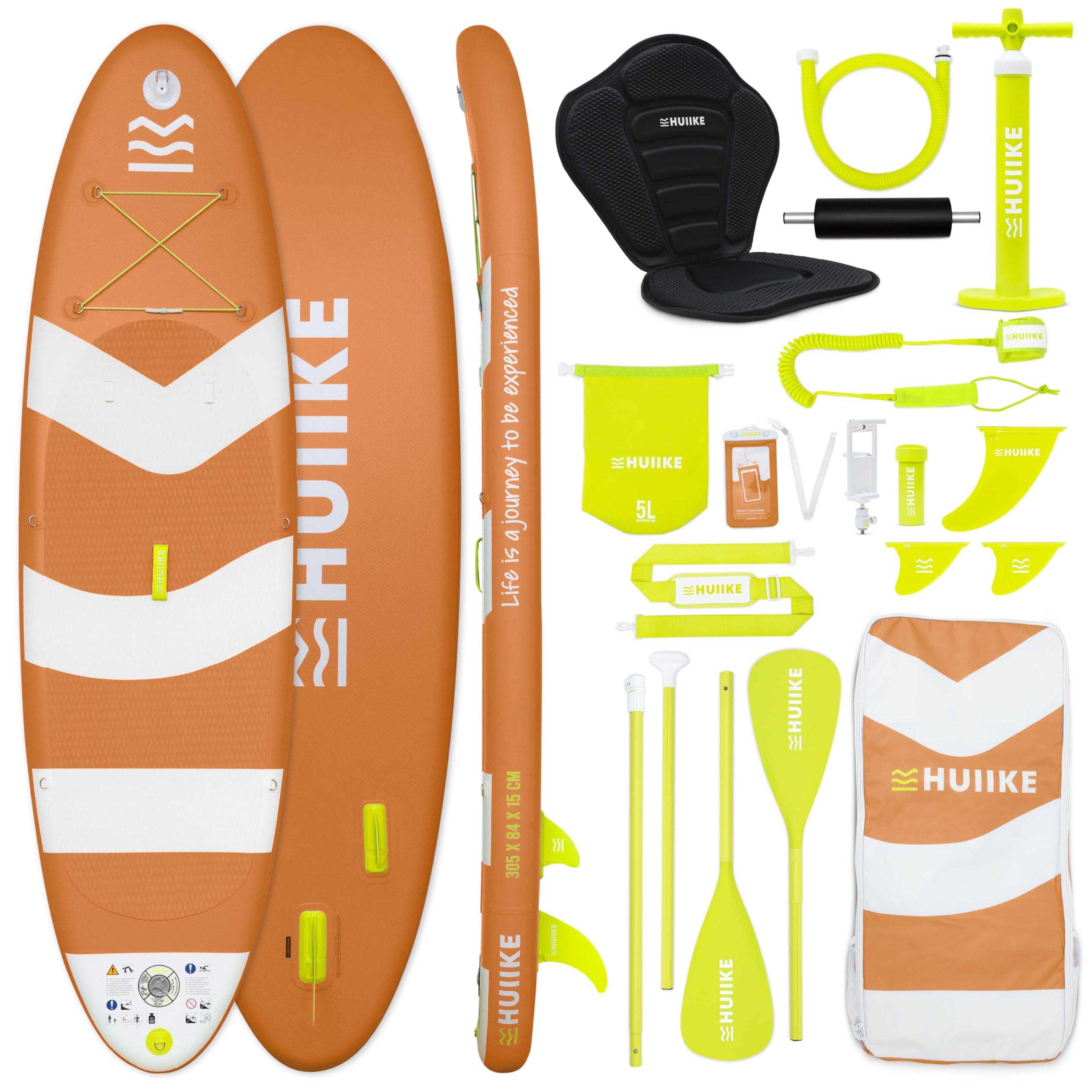 SUP-Board, aufblasbar - 10 Fuß - bis zu 130 kg - Orange - Mit Zubehör und Kajaksitz