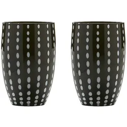 Zafferano Perle Schwarzes Glas - Farbiges mundgeblasenes Glas, 32 cl, handgefertigt - Set mit 2 handgefertigten Bechern für Wasser oder Cocktails