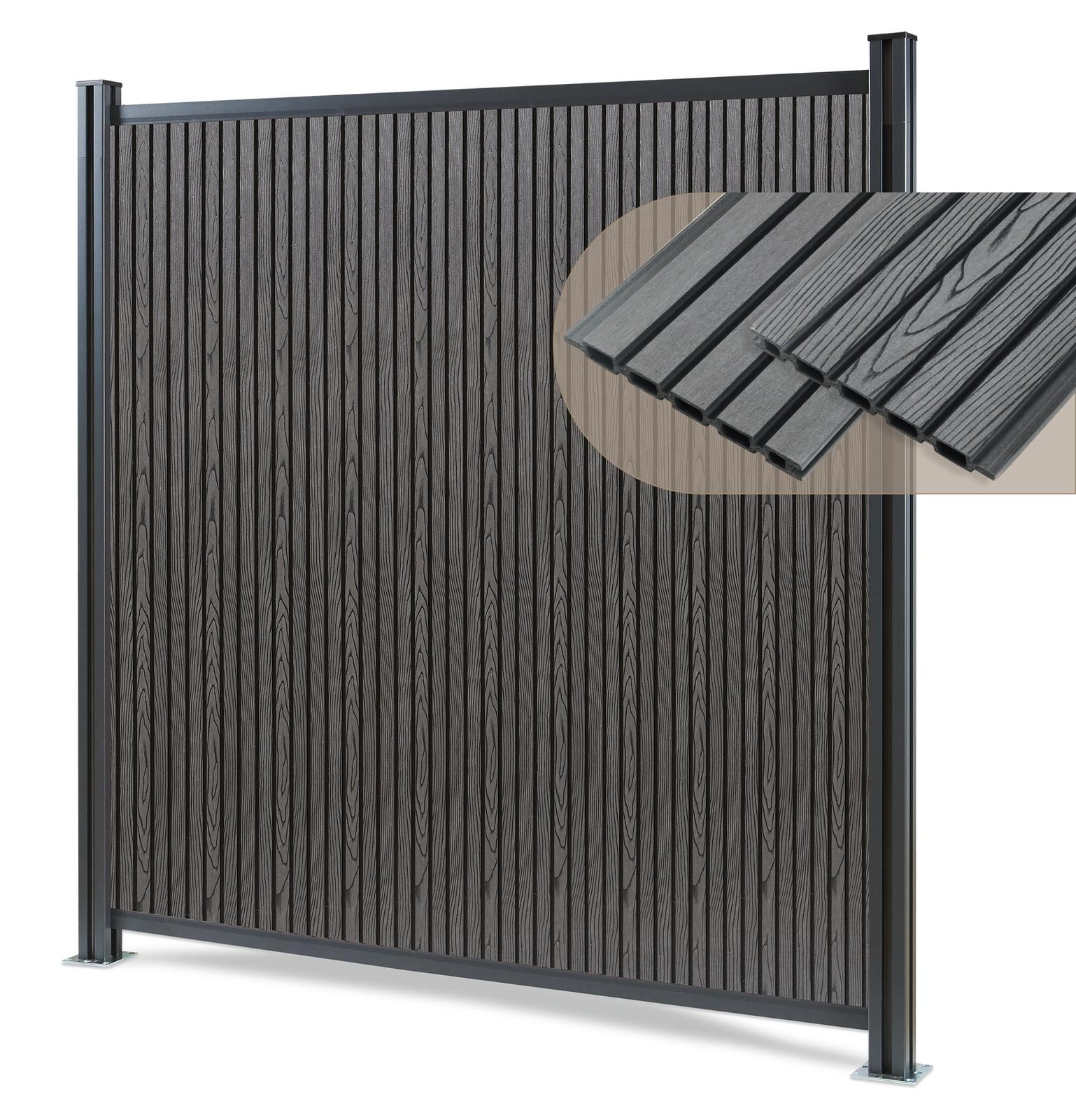 Neu.holz Tuinhek Grassano Privacy-scherm met 2 palen, Grijs Composiet (WPC), B/D/H: 185 x 180 cm