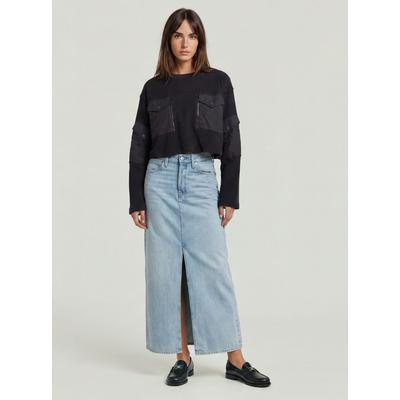 Jeanskleid G-STAR "Viktoria Long Rock", Damen, Gr. 27, Normalgrößen, Denim/Jeans, sun faded cloudburst, Denim/Jeans, Obermaterial: 100% Baumwolle, Kleider