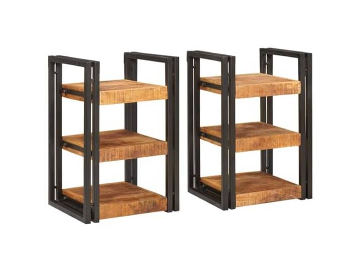 Heofavd Nachttisch 2er Set Massivholz Mango Beistelltisch Braun Schwarz