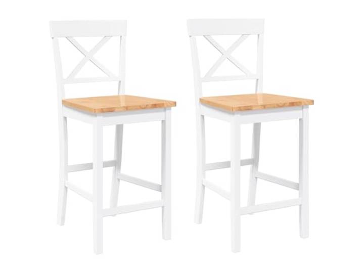 Barhocker aus massivem Gummibaumholz, 2-teilig, Weiß Massives Gummibaumholz, bequeme Rückenlehne, vielseitiges Design, Küche, Wohnzimmer, Esszimmer, 2 Stück