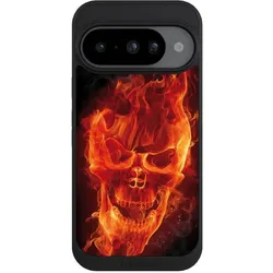 Nivocase Handyhülle für Google Pixel 10 Hülle NIVOpure Case Schwarz Feuer Schädel Totenkopf (Google Pixel 10), Smartphone Hülle, Schwarz