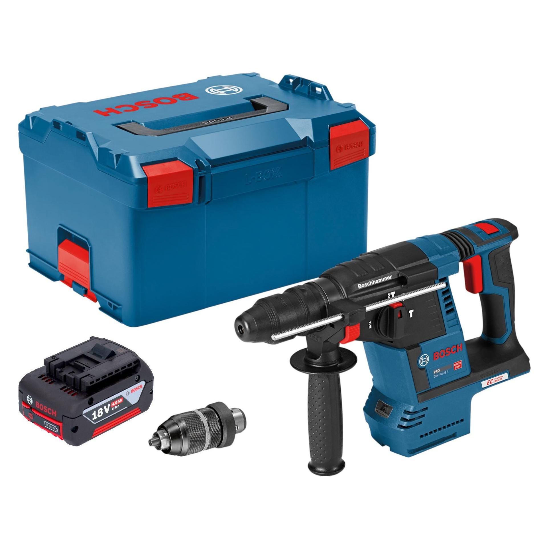 Bosch Professional GBH 18V-26 F Professional Akku Bohrhammer 18 V 2,6 J SDS plus Brushless + 1x Akku 4,0 Ah + (Bohrhammer) (65858230)