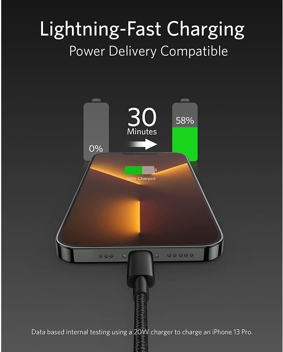 Anker USB C to Lightning Cable, New Nylon USB-C to Lightning Charging Cord